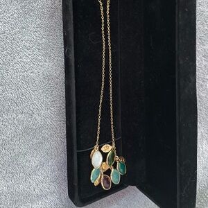 Gold and Green Cluster Pendant Necklace